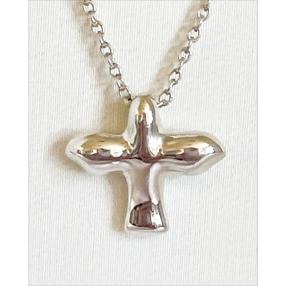 TIFFANY & CO Dove Bird Cross Sm Pendant Necklace 16" Sterling Silver Pouch & Box - Picture 6 of 11